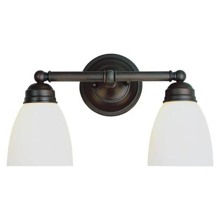 TRANS GLOBE Two Light Frosted Glass Rubbed Oil Bronze Vanity 3356 ROB